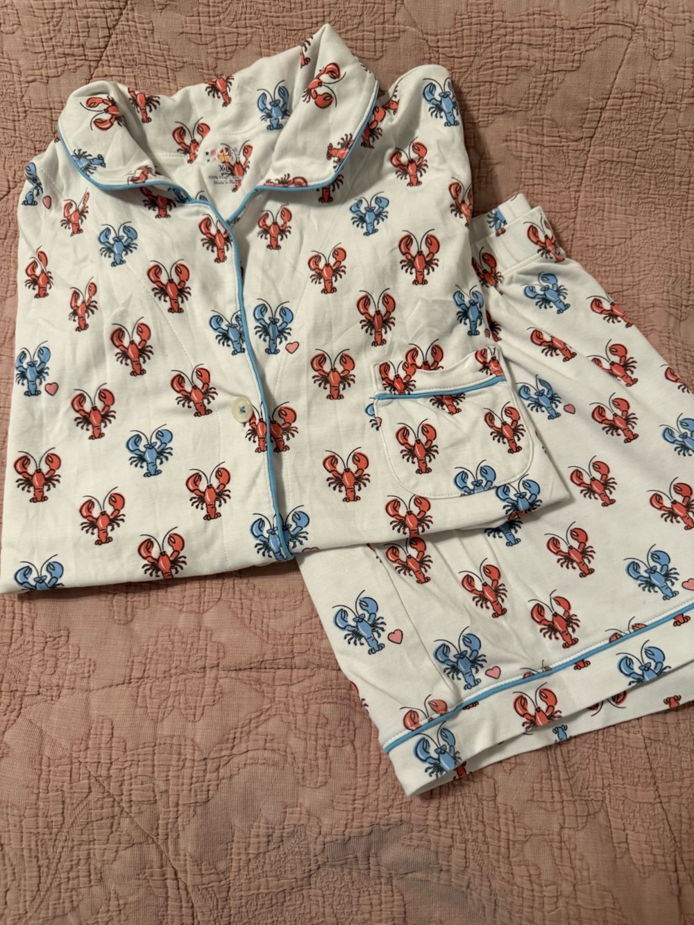 NWOT ROLLER RABBIT lobster print limited edition XL short PJ set polo collar HTF